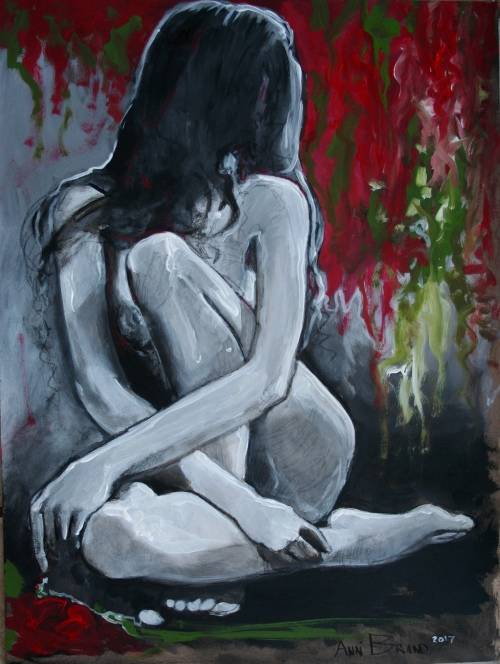 MUST SEE! **Original Annie Brand (1970-) "Vuur en Vlam - Rooi Kannas" 400 x 300 x 6mm