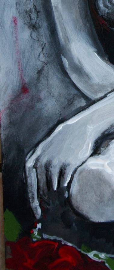 MUST SEE! **Original Annie Brand (1970-) "Vuur en Vlam - Rooi Kannas" 400 x 300 x 6mm
