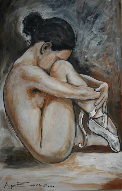 Beautiful**!!! Original Annie Brand (1970-) "Figure Study - Ballerina 2" 515 x 300 x 6mm