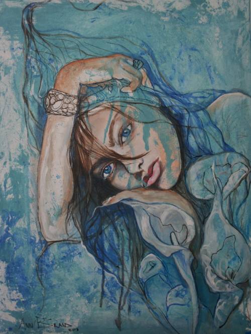 Beautiful!*Original Anni Brand (1970-) "Bohemian Dreamer" 70 x 53cm Large Japanese Canvas