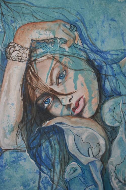 Beautiful!*Original Anni Brand (1970-) "Bohemian Dreamer" 70 x 53cm Large Japanese Canvas