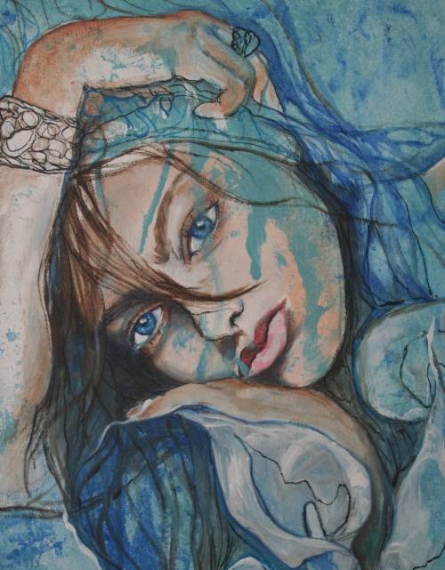 Beautiful!*Original Anni Brand (1970-) "Bohemian Dreamer" 70 x 53cm Large Japanese Canvas