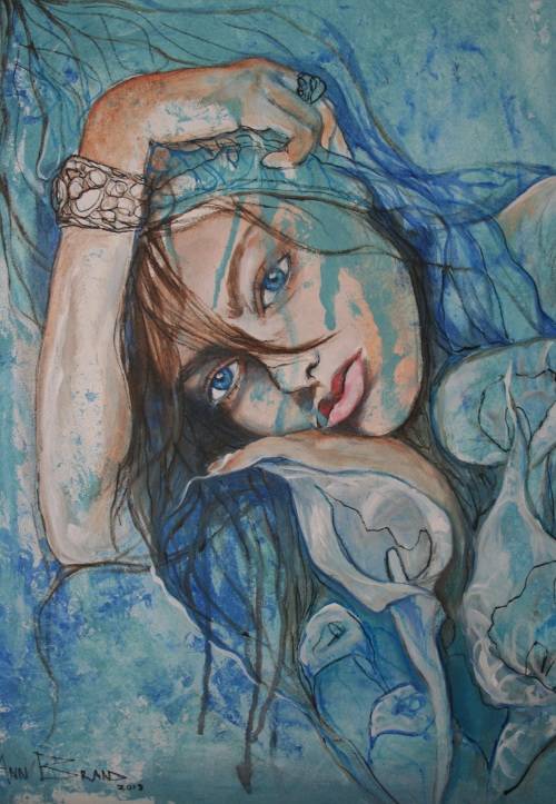 Beautiful!*Original Anni Brand (1970-) "Bohemian Dreamer" 70 x 53cm Large Japanese Canvas