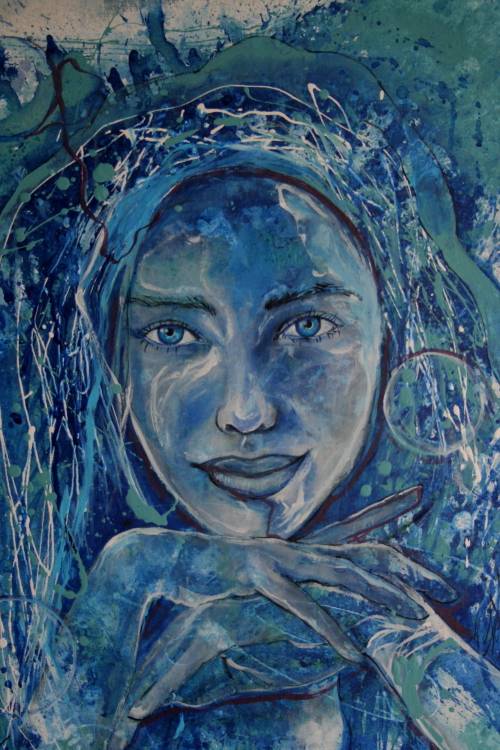 Beautiful!*Original Anni Brand (1970-) "Cosmic Dreamer" 70 x 53cm Large Canvas