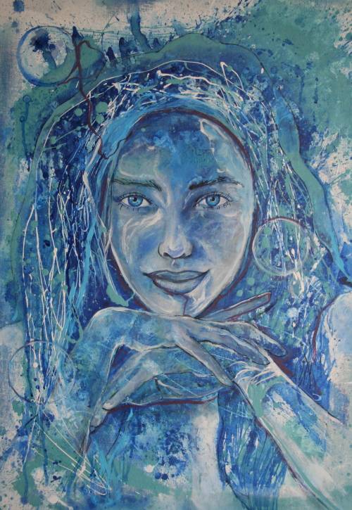 Beautiful!*Original Anni Brand (1970-) "Cosmic Dreamer" 70 x 53cm Large Canvas