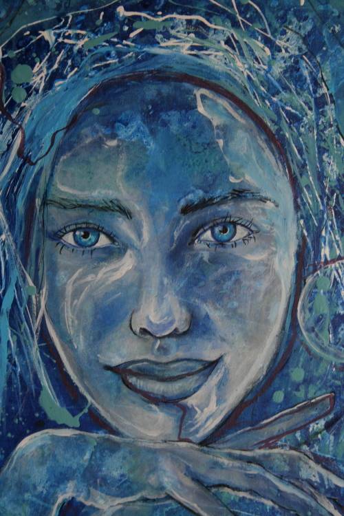 Beautiful!*Original Anni Brand (1970-) "Cosmic Dreamer" 70 x 53cm Large Canvas