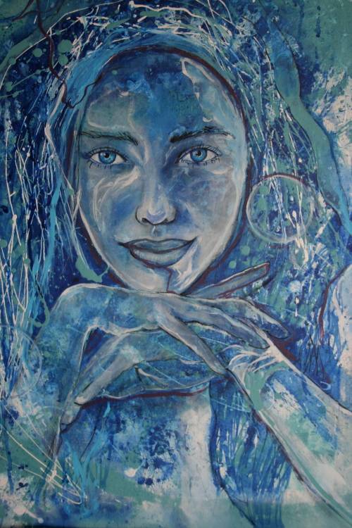 Beautiful!*Original Anni Brand (1970-) "Cosmic Dreamer" 70 x 53cm Large Canvas