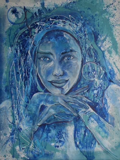 Beautiful!*Original Anni Brand (1970-) "Cosmic Dreamer" 70 x 53cm Large Canvas