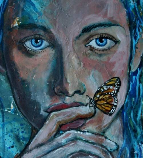 Beautiful!*Original Anni Brand (1970-) "Butterfly Dreams" 70 x 53cm Large Japanese Canvas