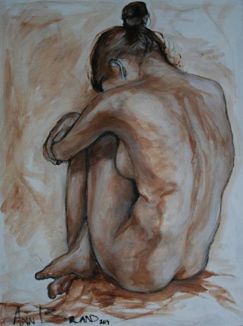 Beautiful**!!! Original Annie Brand (1970-) "Figure Study - Morning Touch" 400 x 300 x 6mm