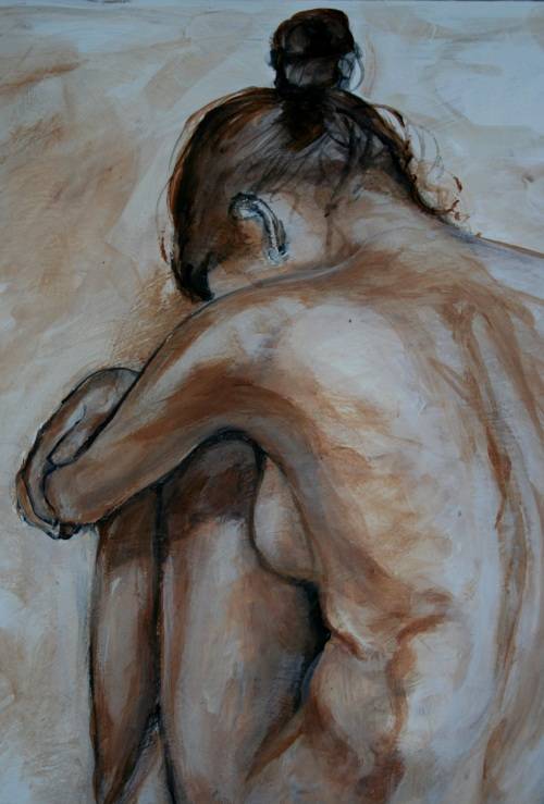 Beautiful**!!! Original Annie Brand (1970-) "Figure Study - Morning Touch" 400 x 300 x 6mm