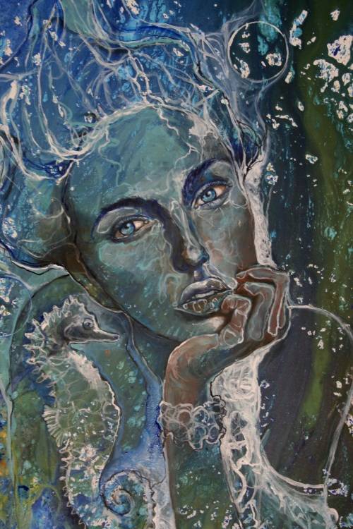 Beautiful!*Original Anni Brand (1970-) "Ocean Dreams" 70 x 53 cm Large Japanese Canvas