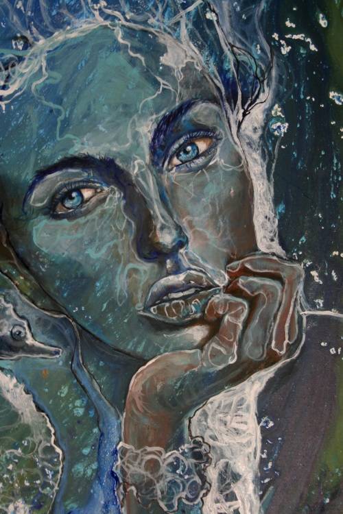 Beautiful!*Original Anni Brand (1970-) "Ocean Dreams" 70 x 53 cm Large Japanese Canvas