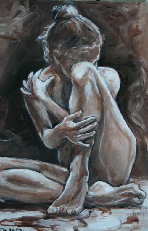 Beautiful**!!! Original Annie Brand (1970-) "Figure Study - Ballerina 01" 400 x 300 x 6mm