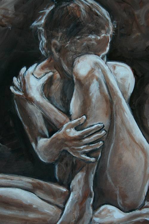 Beautiful**!!! Original Annie Brand (1970-) "Figure Study - Ballerina 01" 400 x 300 x 6mm