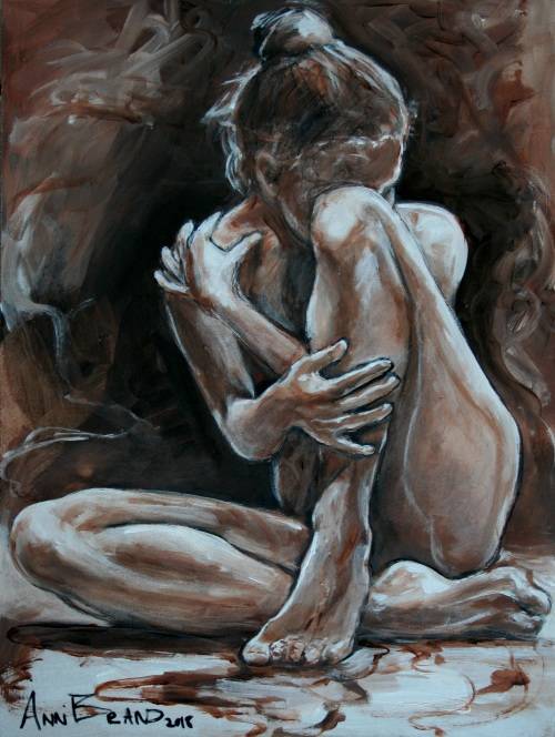 Beautiful**!!! Original Annie Brand (1970-) "Figure Study - Ballerina 01" 400 x 300 x 6mm
