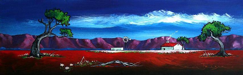CRAZY R1!!! Original Stella Pelser - "Boland - Plaas Opstal met Gebreekte tak" - 475 x 150