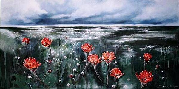 STUNNING!!!MUST SEE!!Very Large Painting!By Stella Pelser"Flower Praises after the Rain"1600x800x45