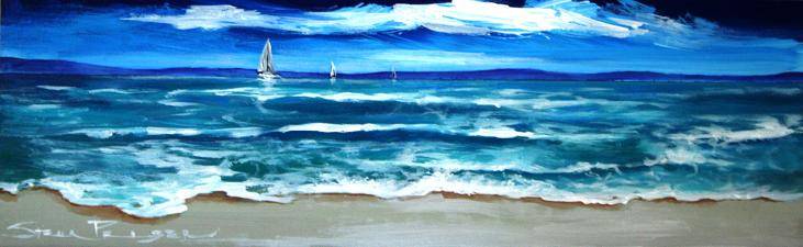 CRAZY R1!!! Original Stella Pelser - "Sea scape - West Coast Sailing 02" - 475  x 150