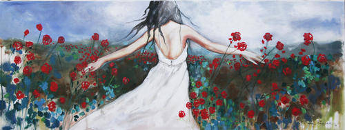 INVESTMENT ART - Original Stella Pelser (1970-) "Serene Accord" LARGE - 122 x 45 cm , Not Framed.