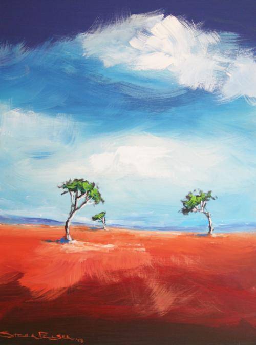 Original Stella Pelser(1970) - "Landskap 01 - Blou Wolke!" 400 x 300 x 6mm