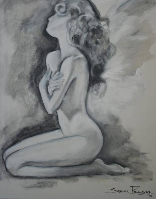 Soft and Elegant - Original Stella Pelser (1970-) "Nude - Embrace"  - 51 x 41cm, on Canvas