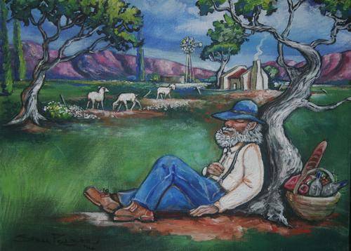 Original Stella Pelser(1970) -"Ouman - Uitspan tyd!"" 400 x 300 x 45mm, Deep Edged Canvas!