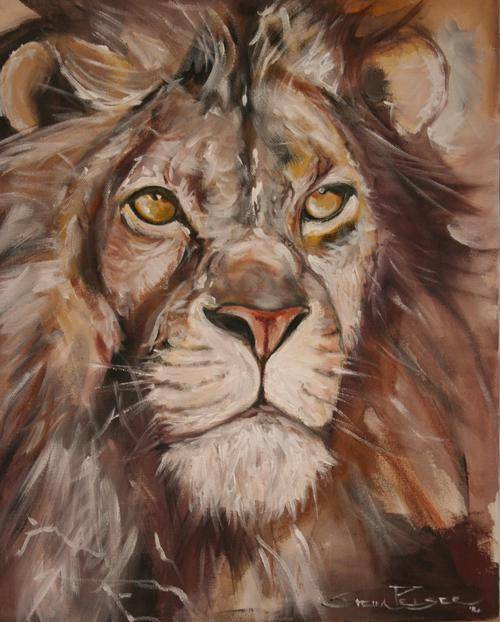 INVESTMENT ART - Original Stella Pelser (1970-) "African King"- 51 x 41 cm , Not Framed.