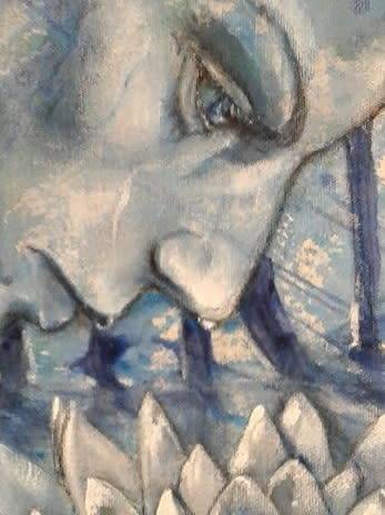 Title : Original Artwork by artist Stella Pelser, Title: "BLUE LOTUS" Acrylic on Canvas 700mm x 53mm