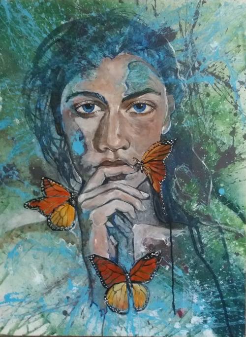 Title :Orginal Artwork by Stella Pelser "Spirit a Flight" Acrylic on Canvas - Size 800mm x 600mm