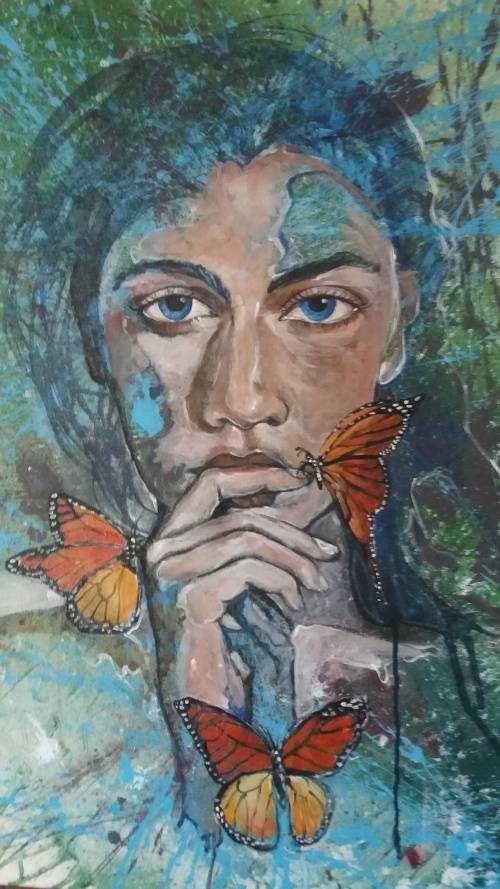 Title :Orginal Artwork by Stella Pelser "Spirit a Flight" Acrylic on Canvas - Size 800mm x 600mm