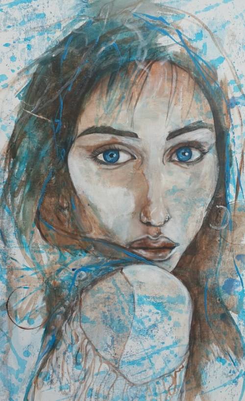 Title :Orginal Artwork by Stella Pelser `Vulnerability` Acrylic on Canvas - Size 70cm x 53cm