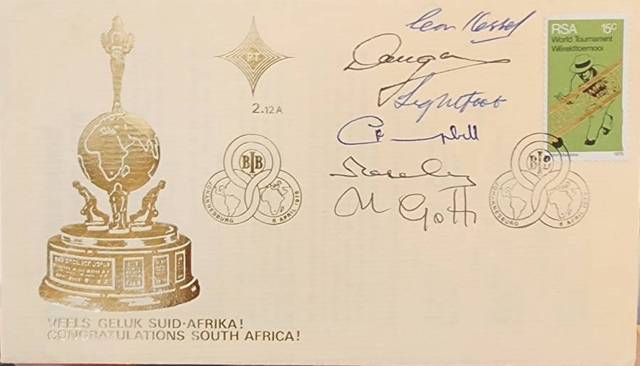 South Africa world tournament winners cover 1976 signed by South African team