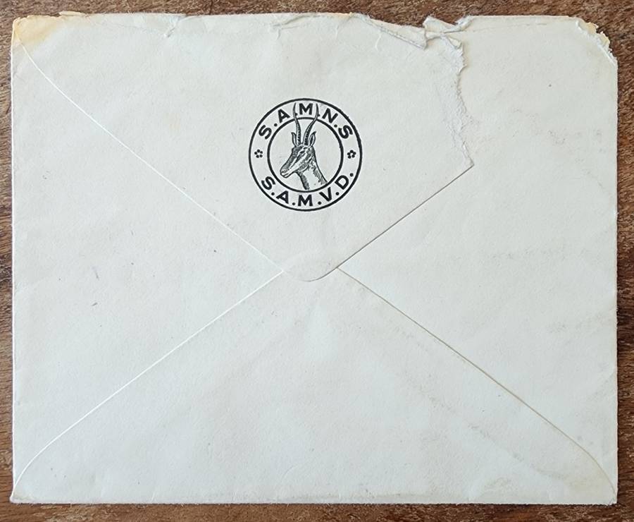 South Africa on service cover canceled (no crown) addressed to Johannesburg