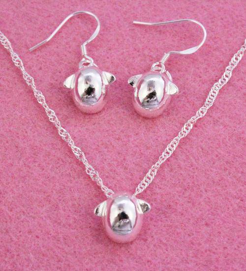 SPECIAL Fashion Silver Cherub Earrings&Necklace SET