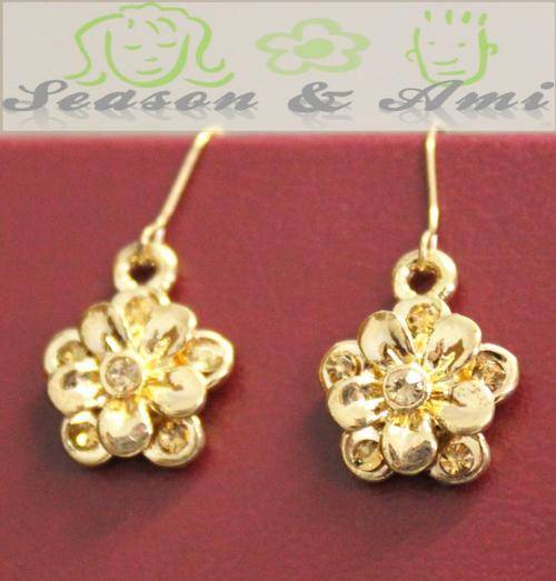 gold fashion flower earrings