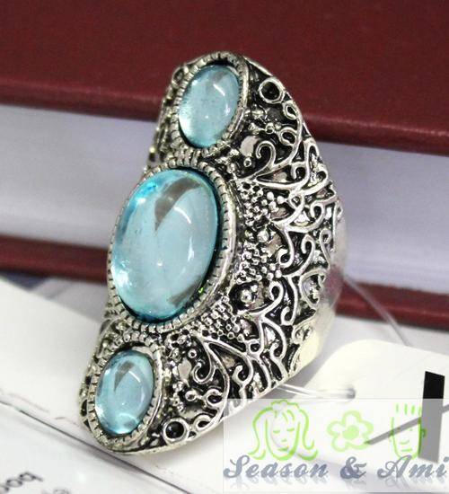 3 blue stone big rings