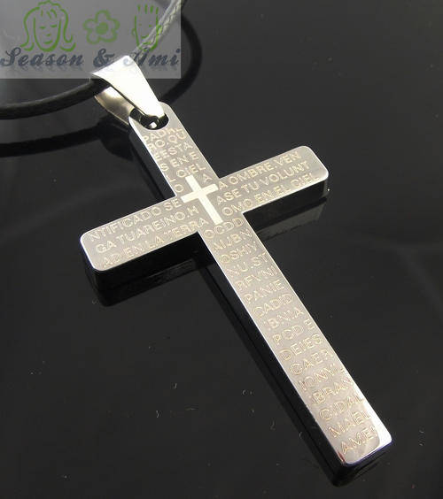 fashion cross pendant leather chain necklace for men