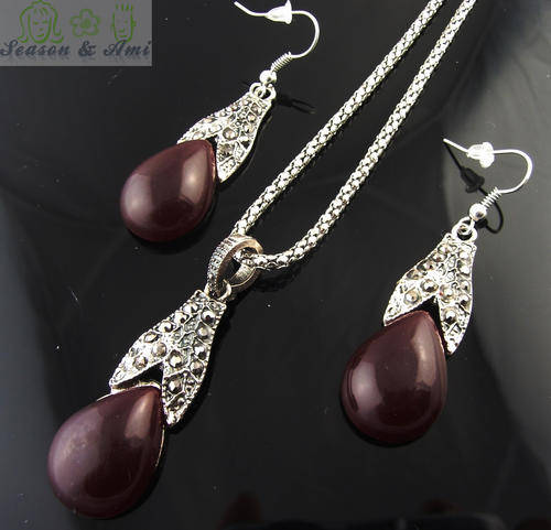 vintage style green necklace&earrings sets