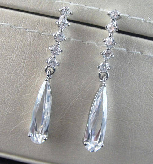 fashion white zircon pendant wedding earrings