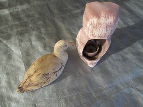 CERAMIC DUCK AND OWL ORNAMENTS