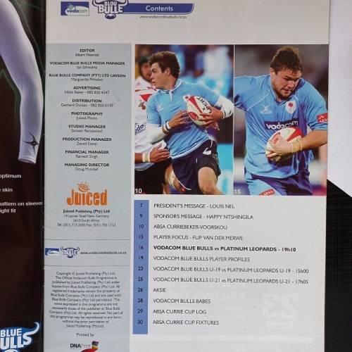BLUE BULLS/BLOU BULLE - COLLECTORS 2009 WOODEN BOX and PROGRAMME 2010
