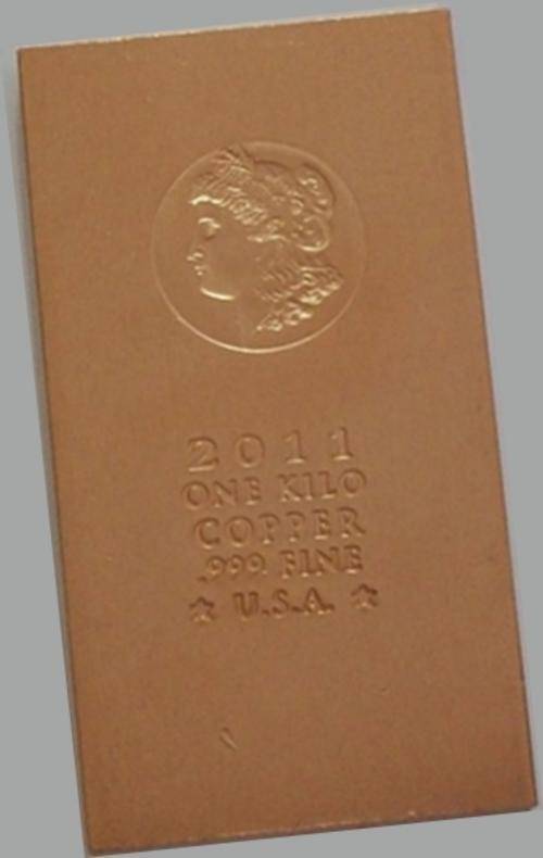 1Kg 2011 .999 Fine Copper Morgan Dollar Bar
