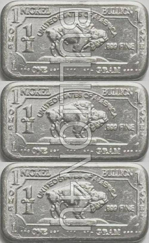 [10 BARS] 1 Gram NEW Buffalo Nickel Bars!!!!