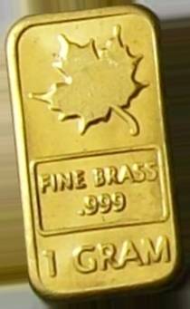 *WOW* 1 Gram .999 Fine Brass Maple Bar