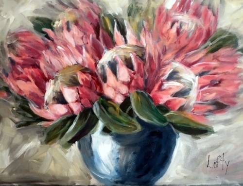Protea's (800 x580). on canvas by Lofty