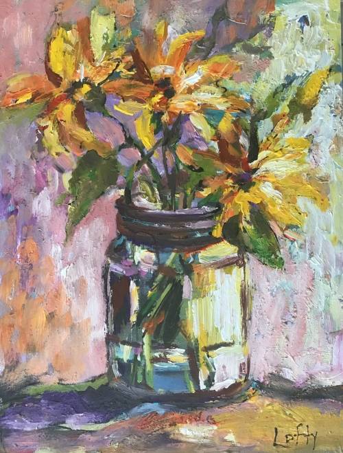 Flowers (300 x400). Oil on board.