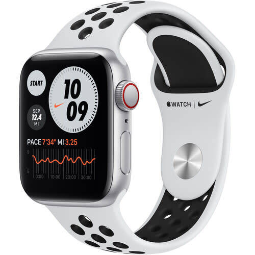 Apple Watch Nike SE (GPS, 40mm, Silver Aluminum, Pure Platinum/Black Nike Sport Band, 2021)