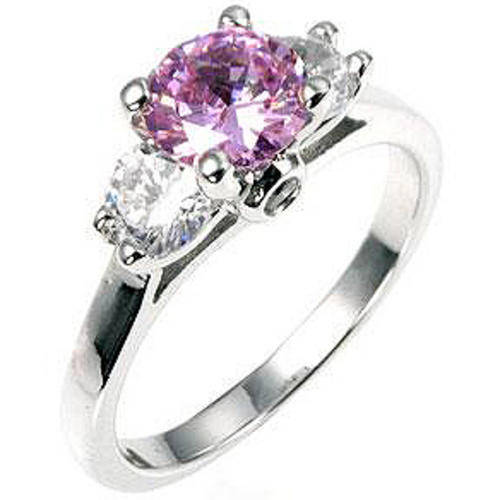 *** WHITE GOLD PLATED LAVENDER CZ RING -- R1 NO RESERVE!!