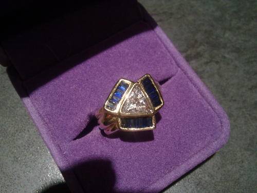 9ct gold simulated diamond and sapphire ring dress ring